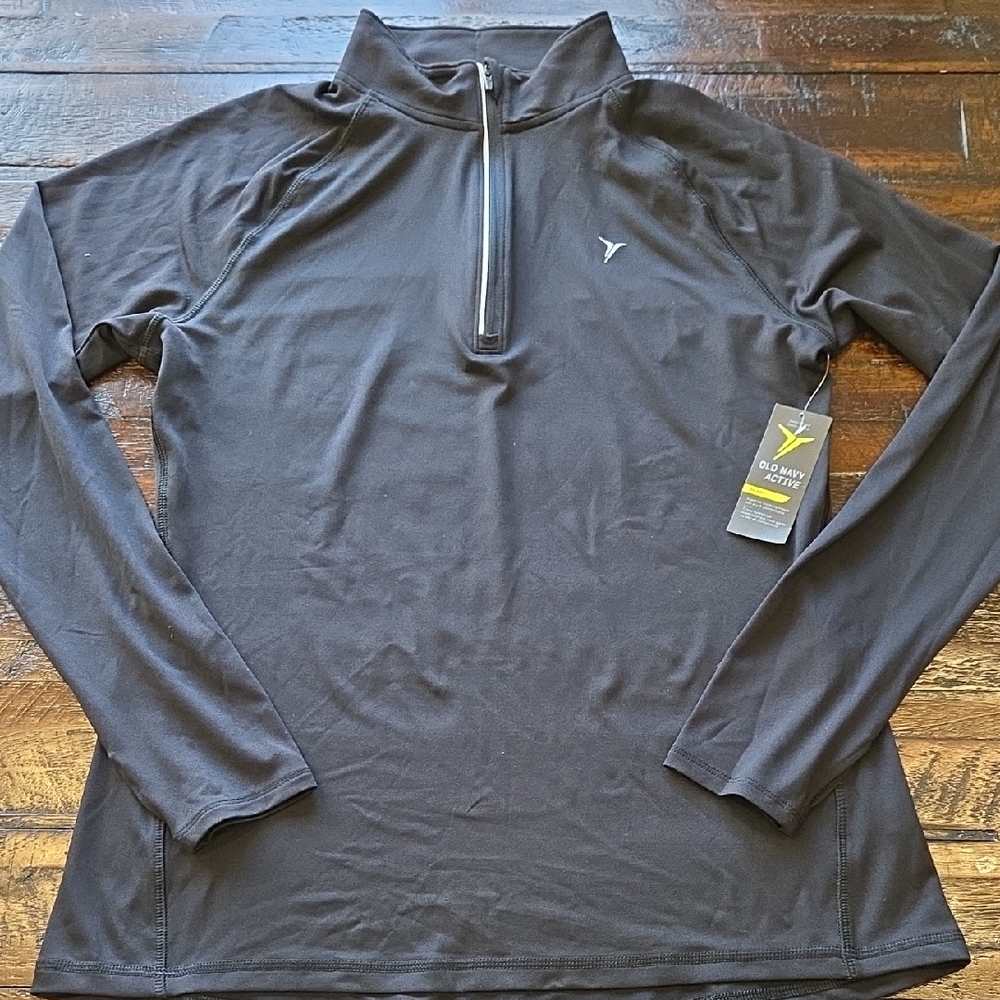 Old Navy Active Go-Dry Black Quarter-Zip Pullover Size Large NWT